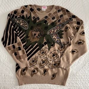Vivien Forest Women’s Wool Beaded Sweater Medium 80s Vintage